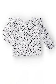 Scattered Dot L/S Ruffle Tee