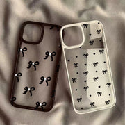 Romantic Heart Black Bow Clear Phone Case