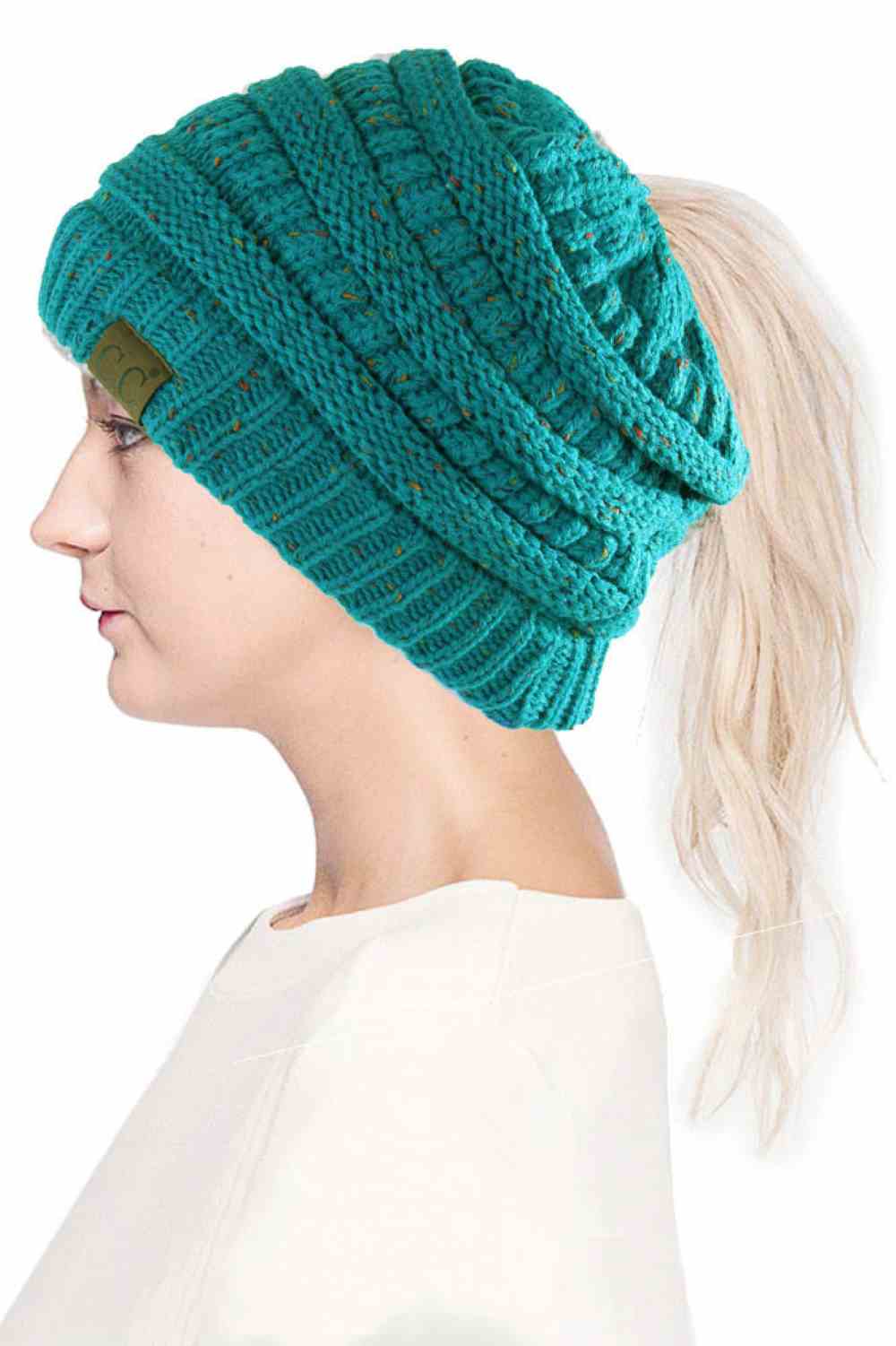C.C Confetti Ponytail Messy Bun Beanie