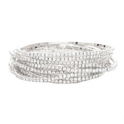 Women's 12Pcs Stackable Rhinestone Stretch Evening Bracelets