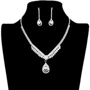 Crystal Rhinestone Teardrop Pave Necklace
