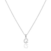 G Stainless Steel CZ Stone Paved Monogram Pendant Necklace