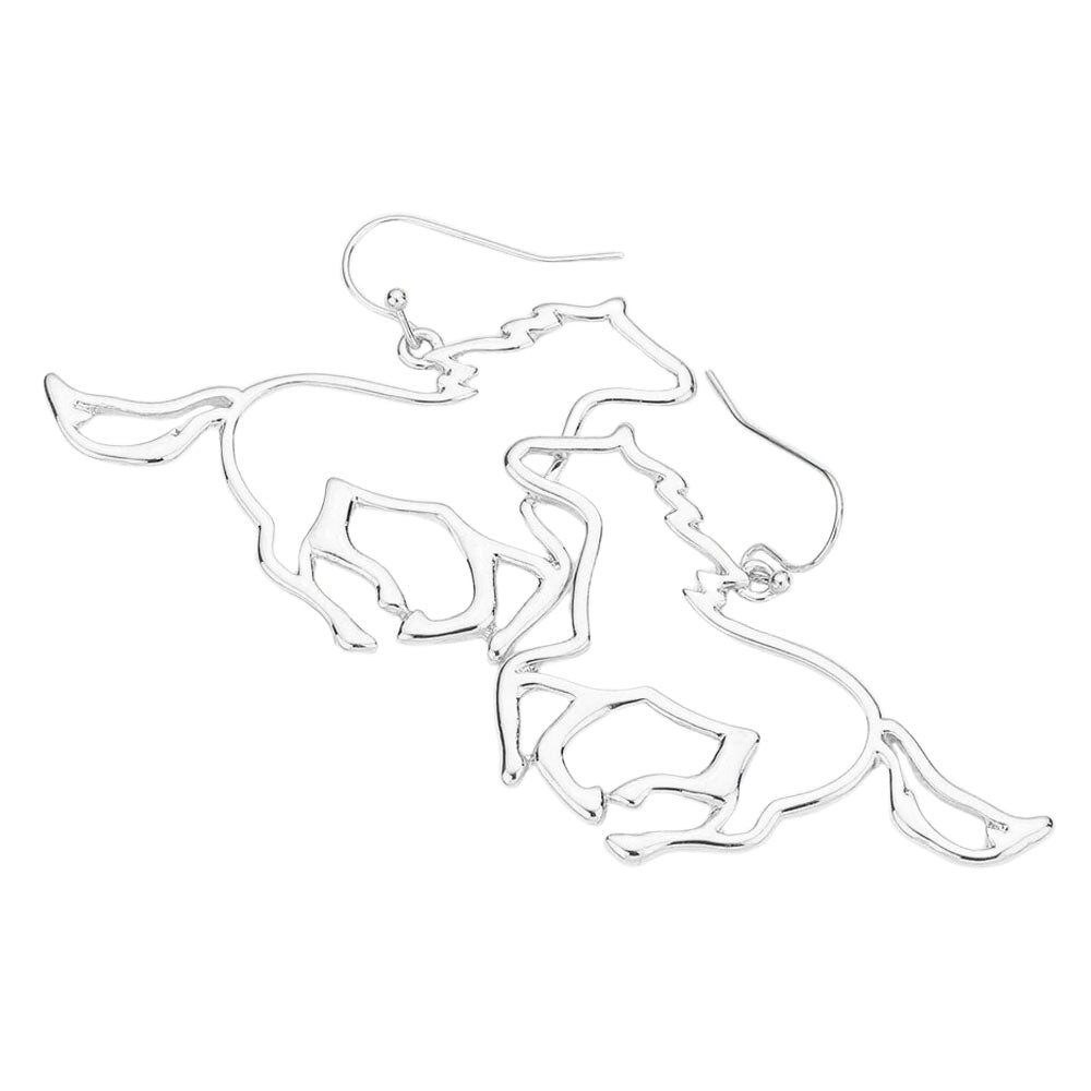 Metal Cut Out Horse Dangle Earrings