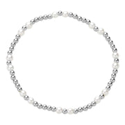 Pearl Stainless Steel Ball Beaded Stretch Bracelet