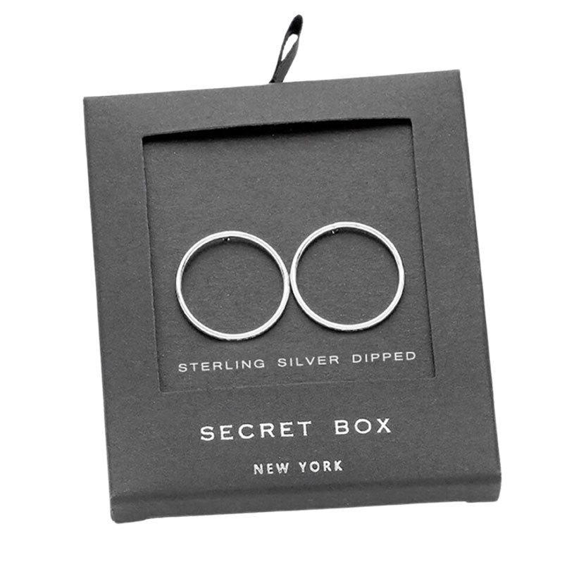 Secret Box Sterling Silver Dipped Open Circle Stud Earrings