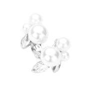 Triple Pearl Accented Stud Earrings