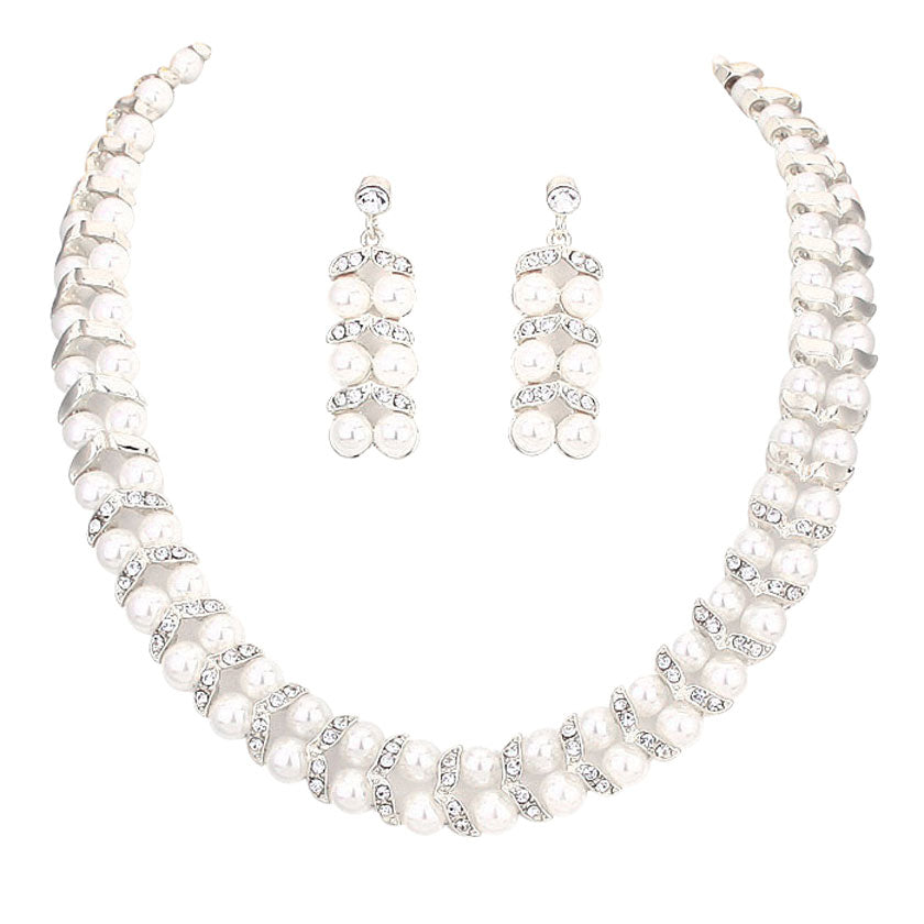 Pearl Crystal Collar Necklace