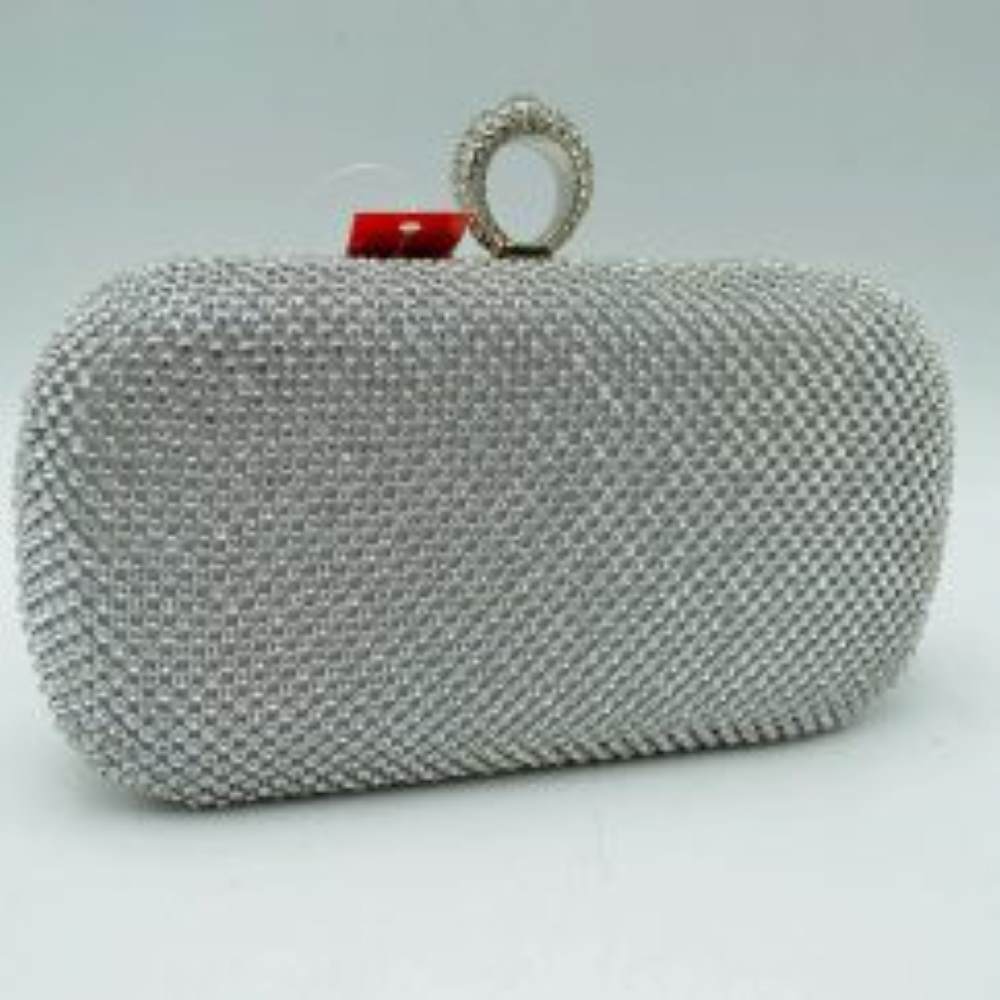 Embellished Box Clutch with Ring Top Clasp