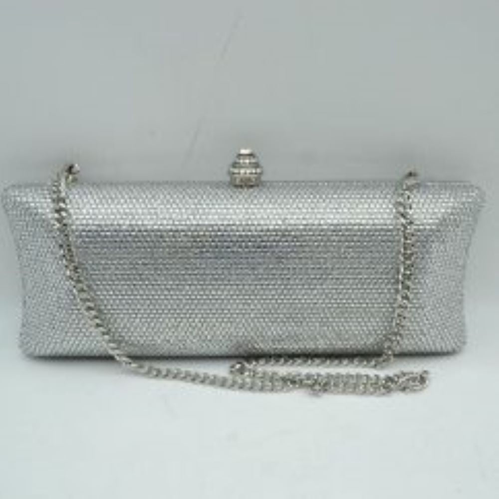 Elongated Evening Clutch Bag with Slender Chain Strap