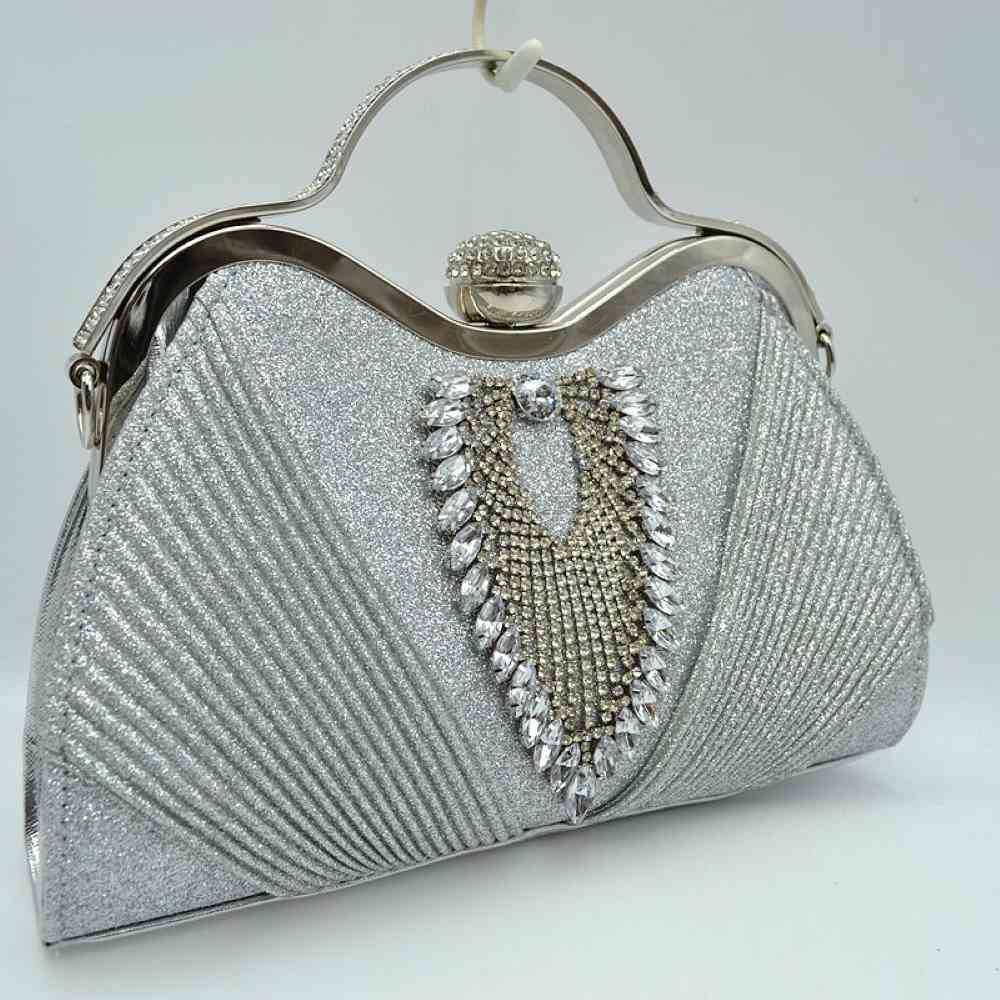 Elegant Shimmer Evening Clutch Bag with Rhinestone Embellishments