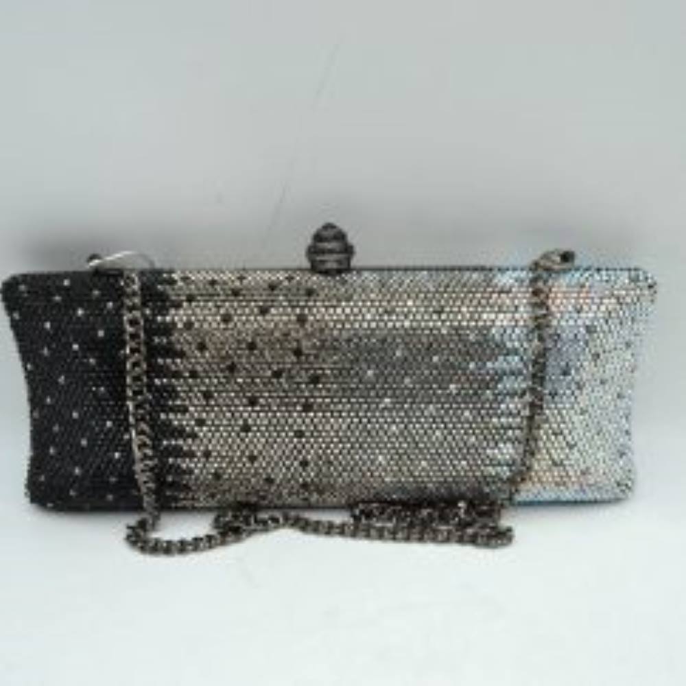 Elongated Evening Clutch Bag with Slender Chain Strap
