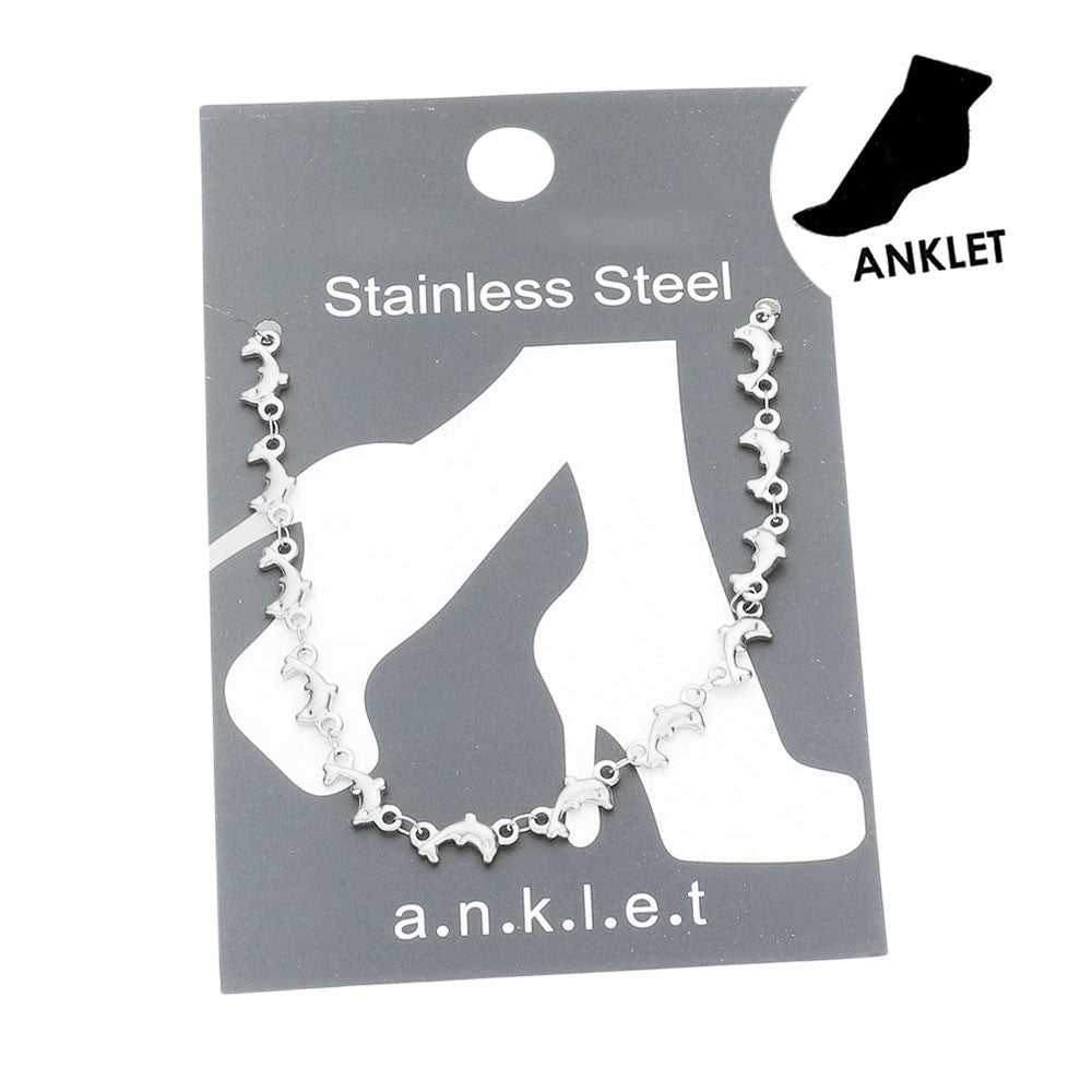 Stainless Steel Dolphin Link Anklet