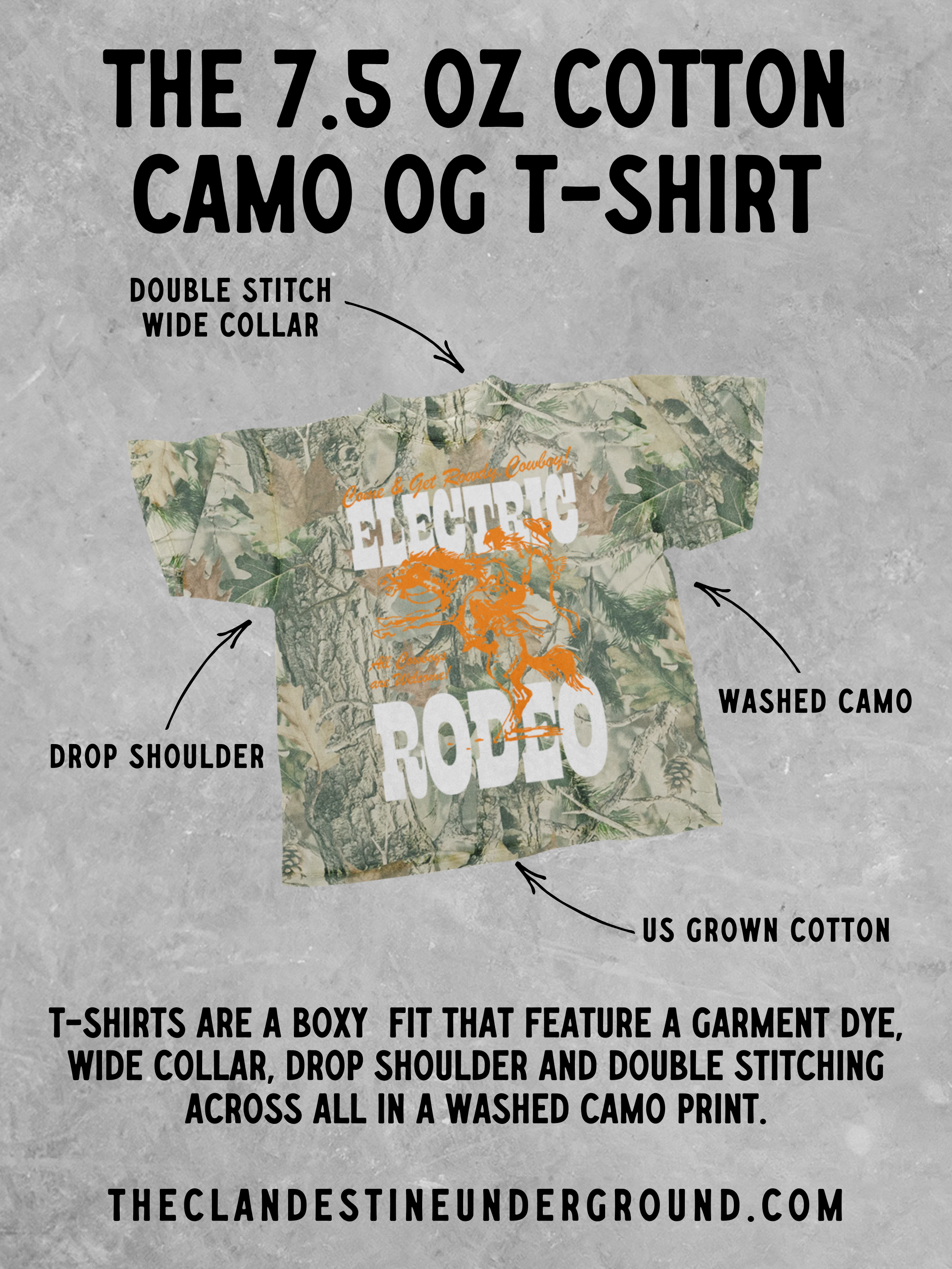 Underground Original Design: Cowboy Lover, Western Camo Boxy Cotton TShirt