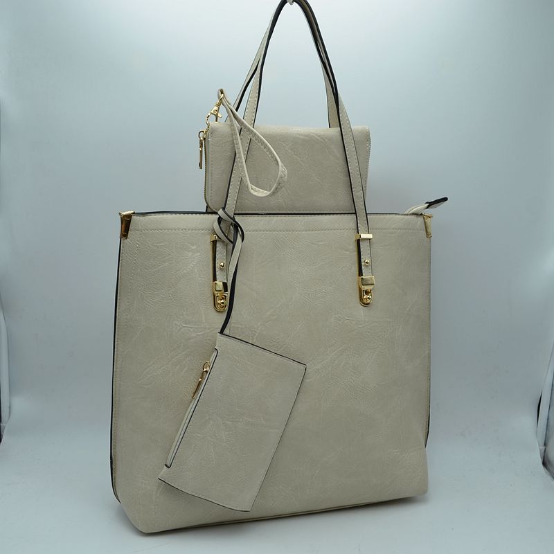 Soft Faux Leather Tote Handbag With Wallet