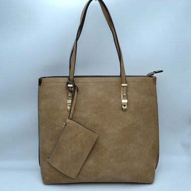 Soft Faux Leather Tote Handbag With Wallet