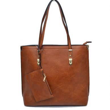 Soft Faux Leather Tote Handbag With Wallet