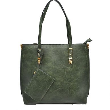 Soft Faux Leather Tote Handbag With Wallet
