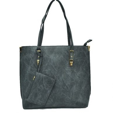 Soft Faux Leather Tote Handbag With Wallet