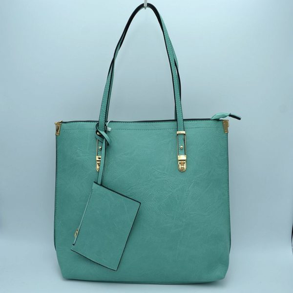 Soft Faux Leather Tote Handbag With Wallet