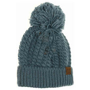 Twisted Mock Cable Knit Pom C.C Beanie
