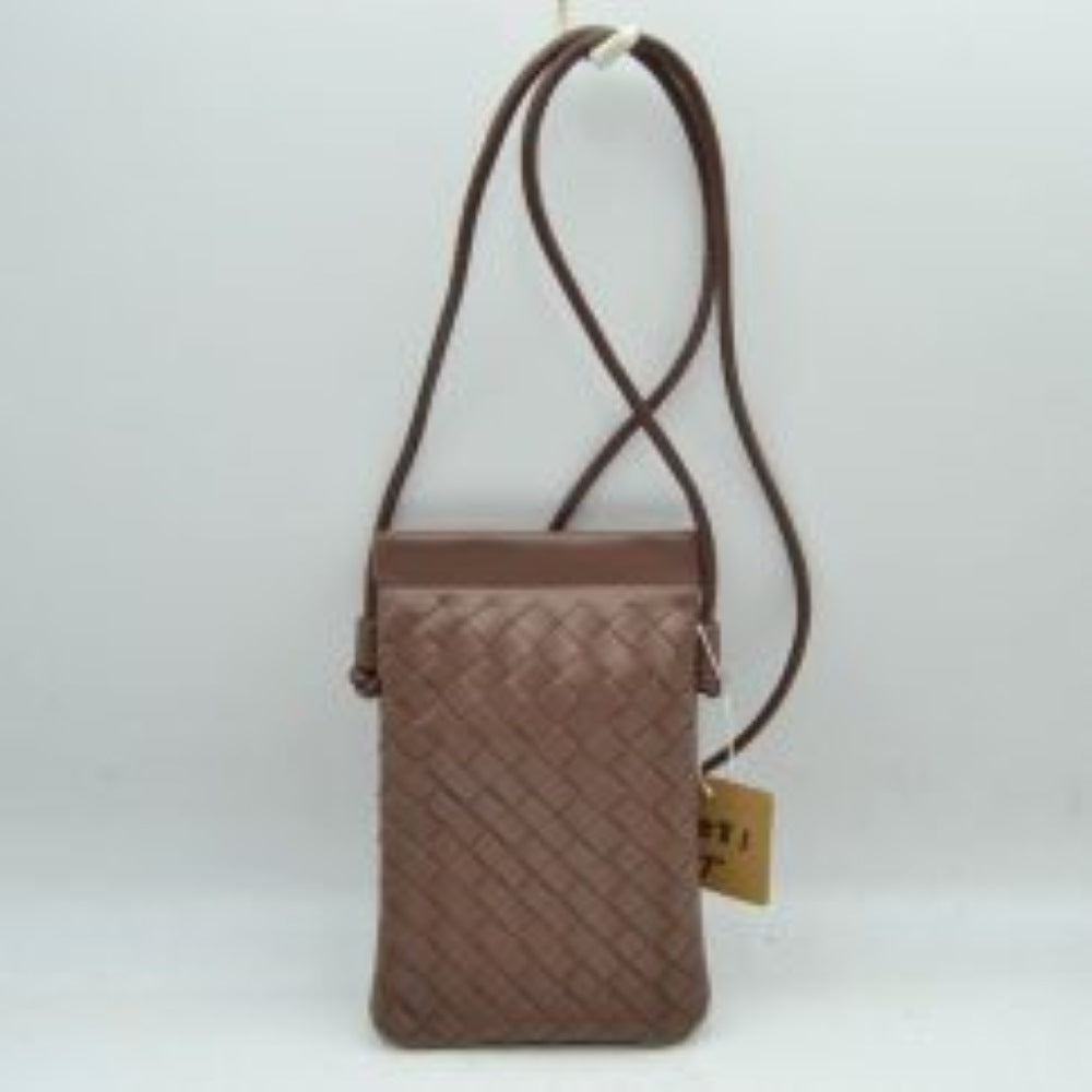 Woven Texture Vertical Phone Pouch Crossbody Bag with Cord Strap
