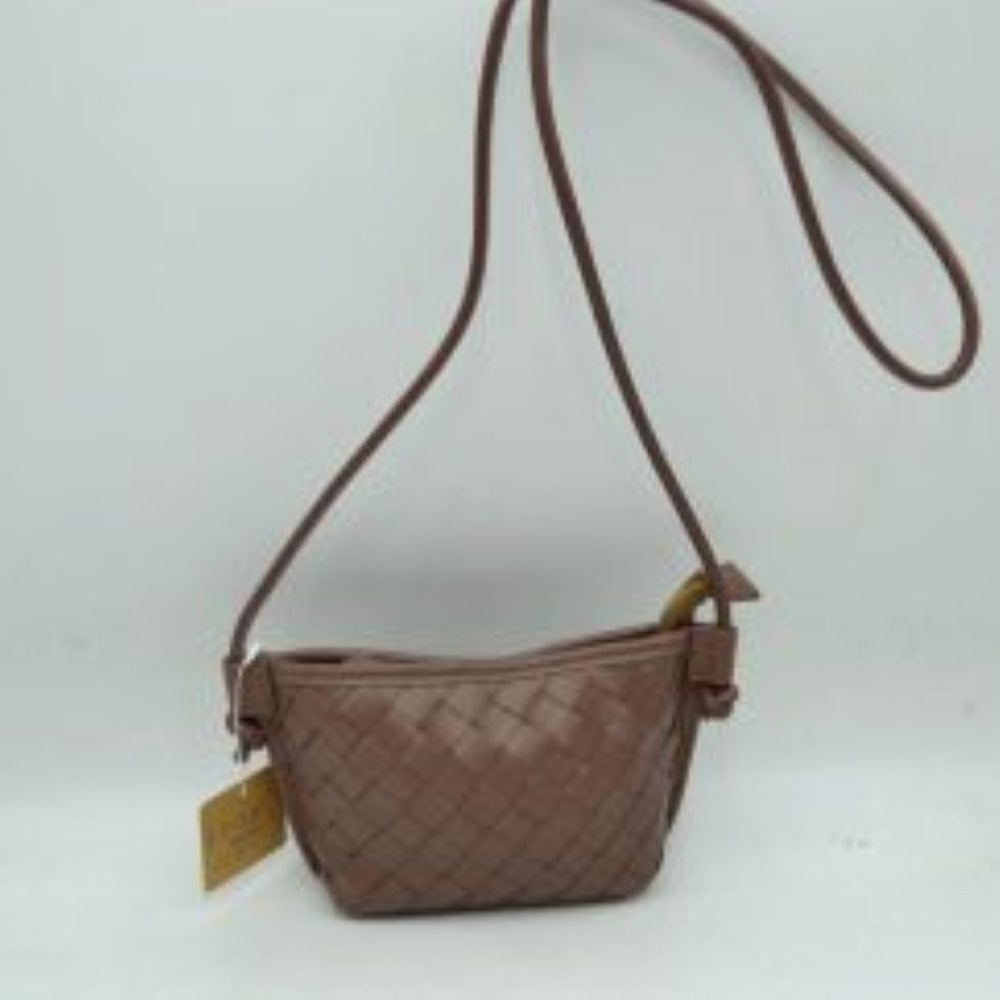 Woven Texture Small Crossbody Bag with Top Zipper and Cord Strap