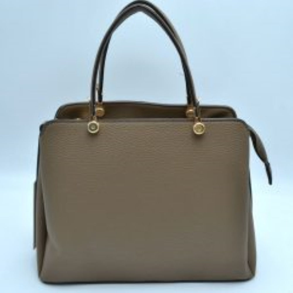 Structured Top Handle Handbag with Zipper Closures
