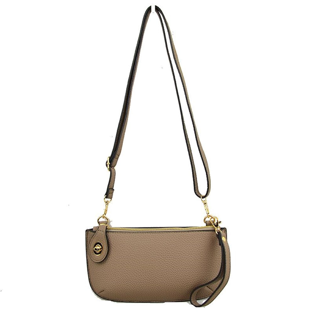 Pebbled Crossbody Clutch Bag with Removable Straps