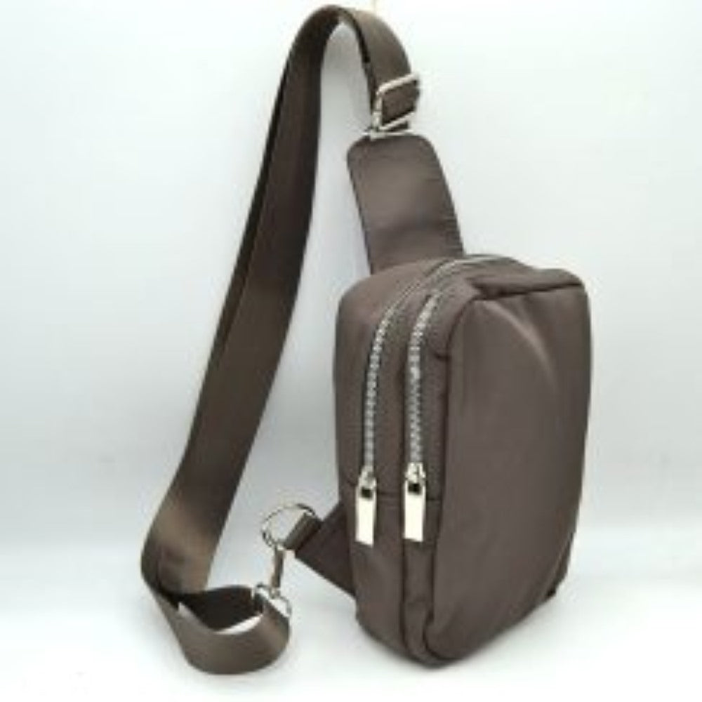 Minimalist Utility Sling Bag with Dual Zipper Compartments