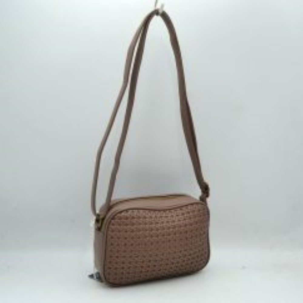 Woven Camera Crossbody Bag with Adjustable Shoulder Strap