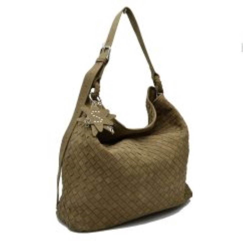 Woven Hobo Shoulder Bag with Adjustable Strap and Star Charm