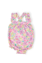 Summer Watercolor Ruffle Cross Back Romper