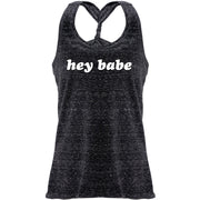 Hey Babe Black Gray Cosmic Twist Back Tank Top