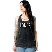 Loner Black Gray Cosmic Twist Back Tank Top