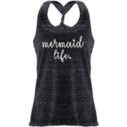 Mermaid Life Black Gray Cosmic Twist Back Tank Top