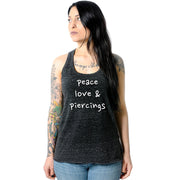 Peace Love & Piercings Black Gray Cosmic Twist Back Tank Top