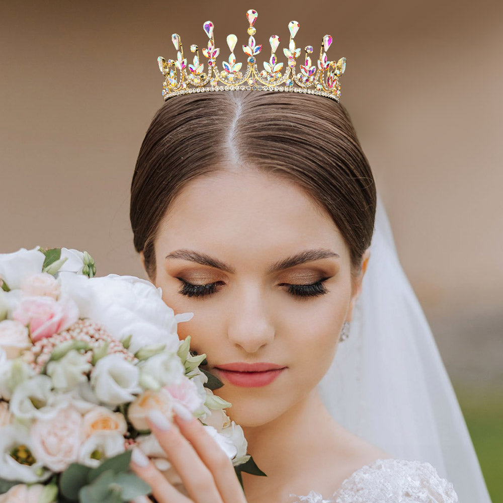 Teardrop Marquise Stone Cluster Embellished Princess Tiara