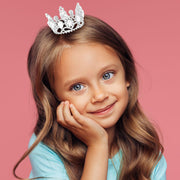 Crystal Oval Accented Rhinestone Pave Mini Crown Tiara