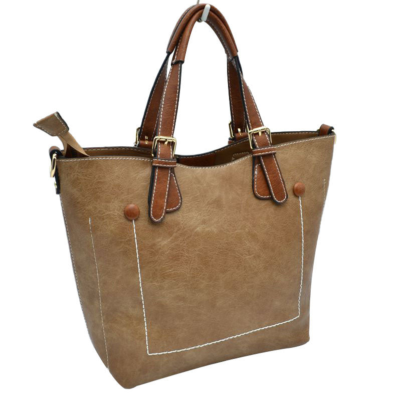 Vegan Leather Tote Shoulder Handbags For Women