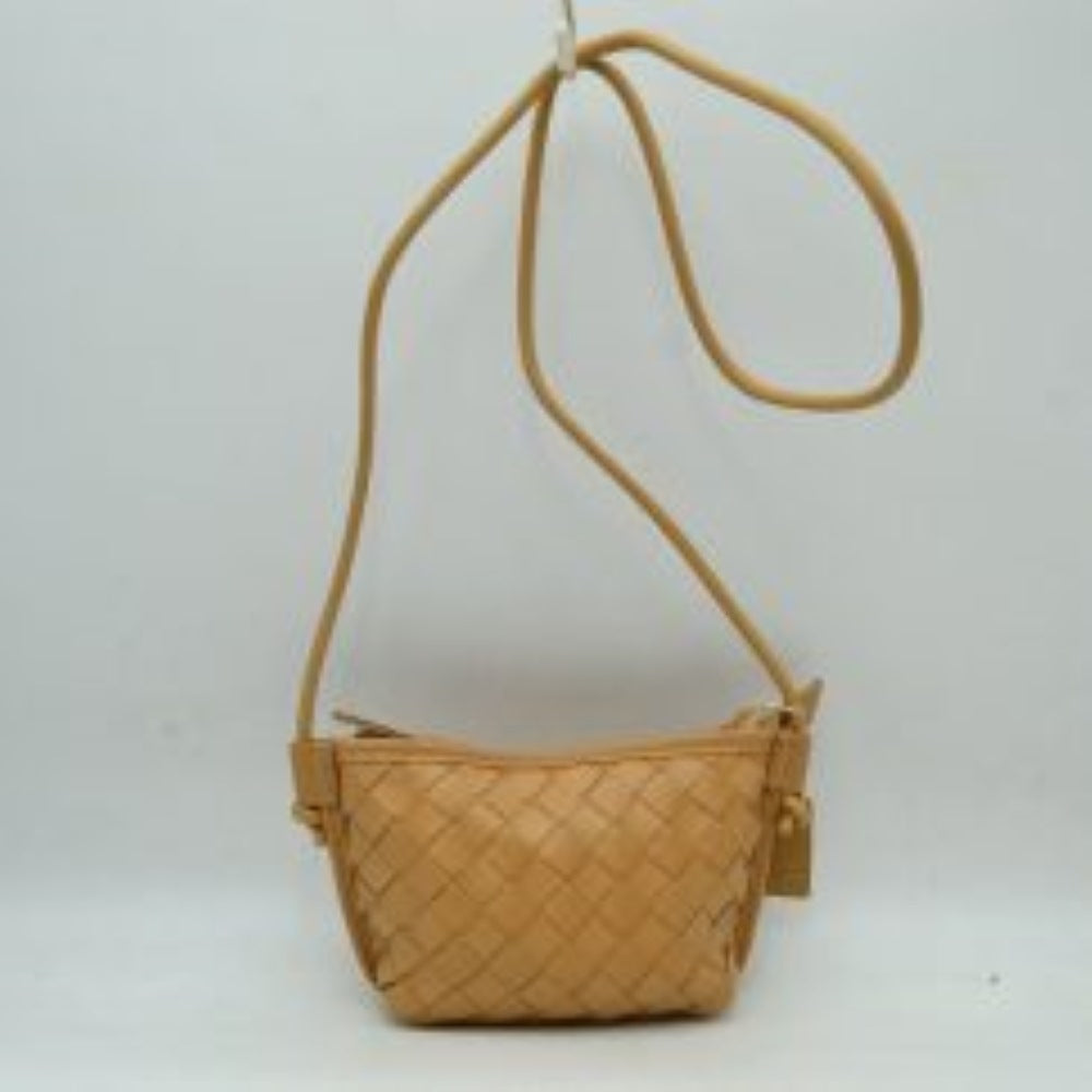 Woven Texture Small Crossbody Bag with Top Zipper and Cord Strap