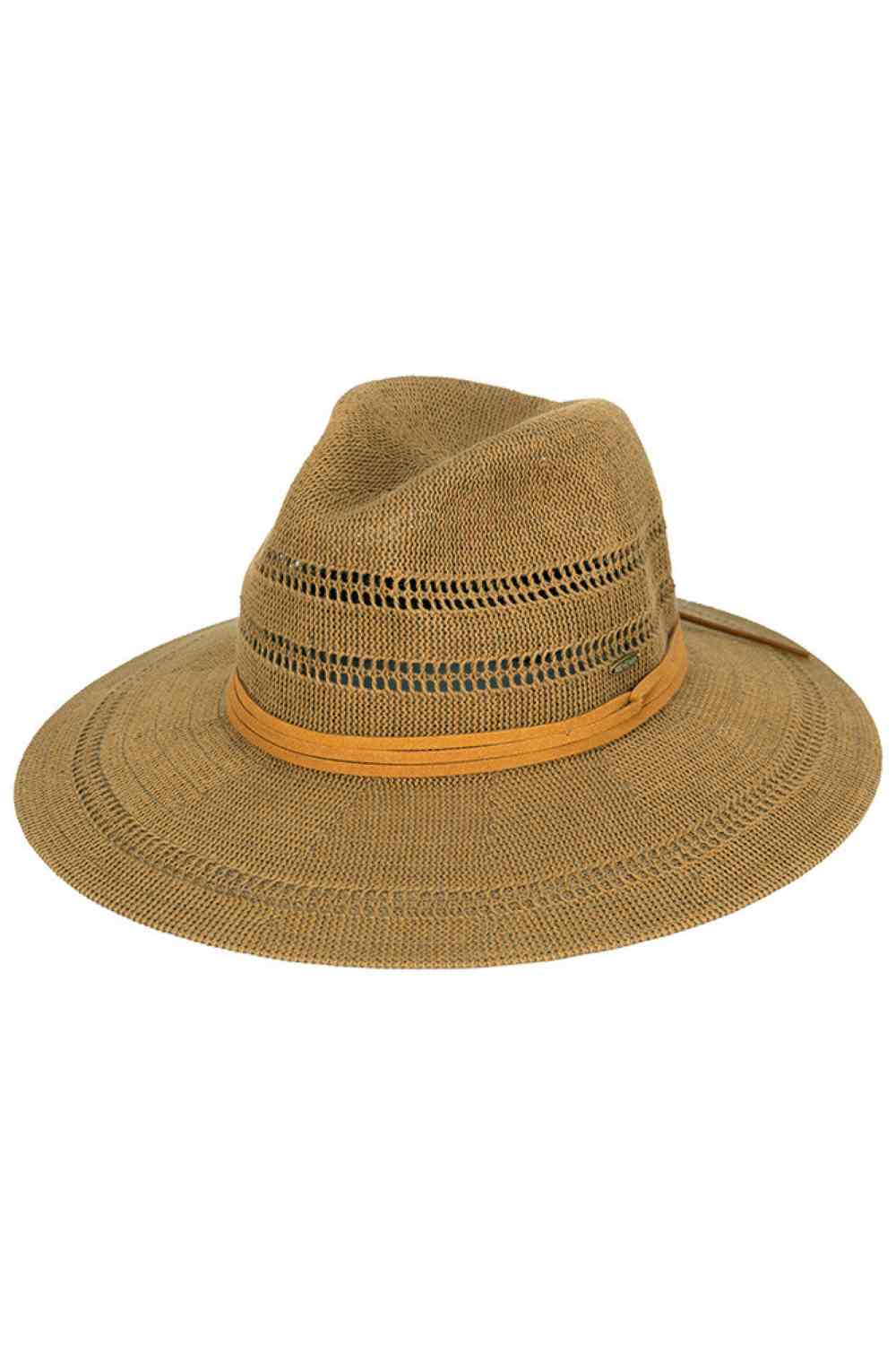 C.C Suede Band Knitted Panama Sun Hat