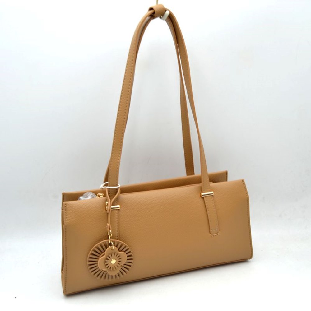 Elegant Shoulder Tote Bag with Decorative Charm