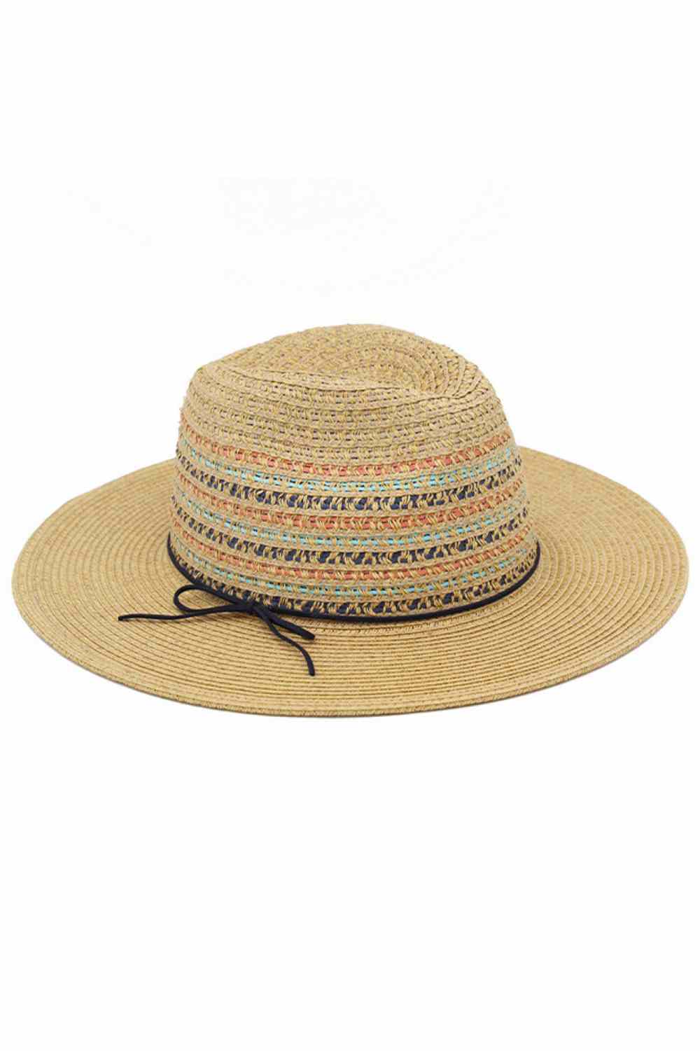 Multicolor Woven Straw with Ribbon Band Fedora Sun Hat