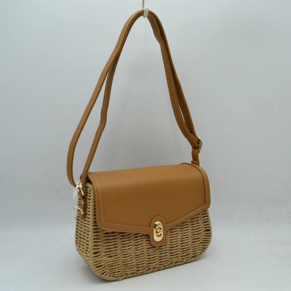 Woven Straw Flap Crossbody Bag – Chic Summer Shoulder Satchel