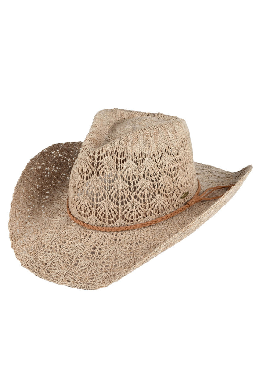 C.C Women's Horseshoe Lace Knitting Cowboy Hat