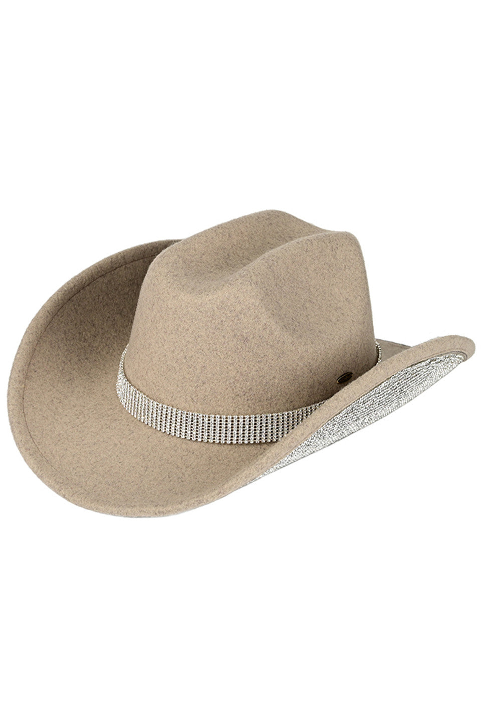 C.C Rhinestone Trim Vegan Cowboy Hat
