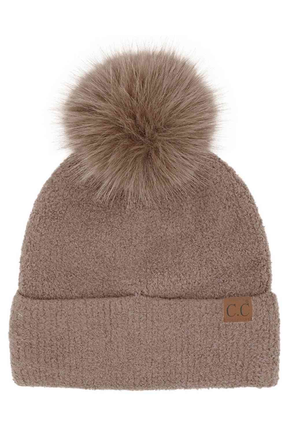 C.C Plush Terry Chenille Pom Beanie Winter Hat