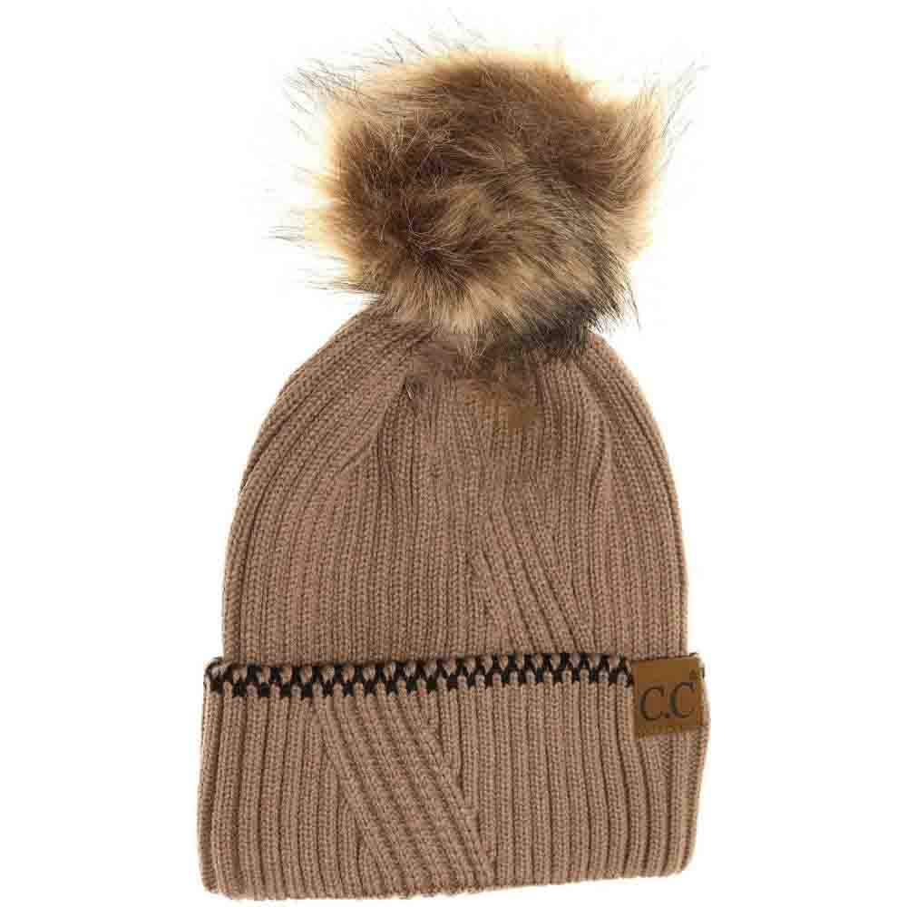 Ribbed Knit C.C Beanie with Accented