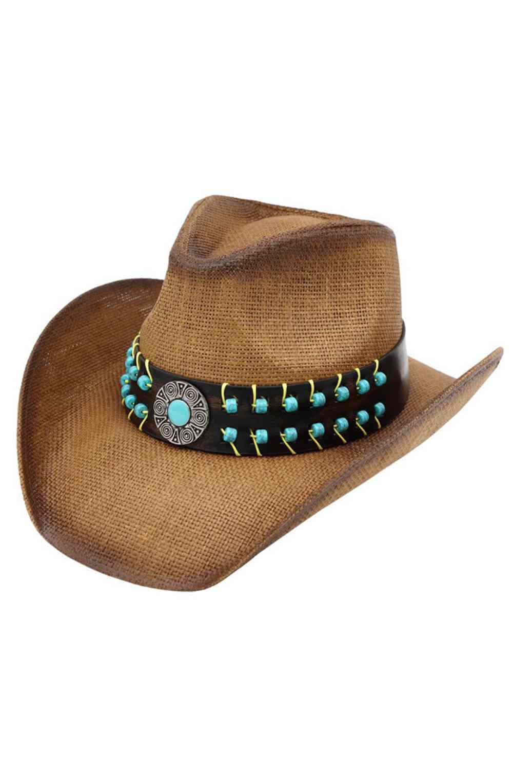Antiqued Concho with Vintage Turquoise Beaded Cowboy Hat
