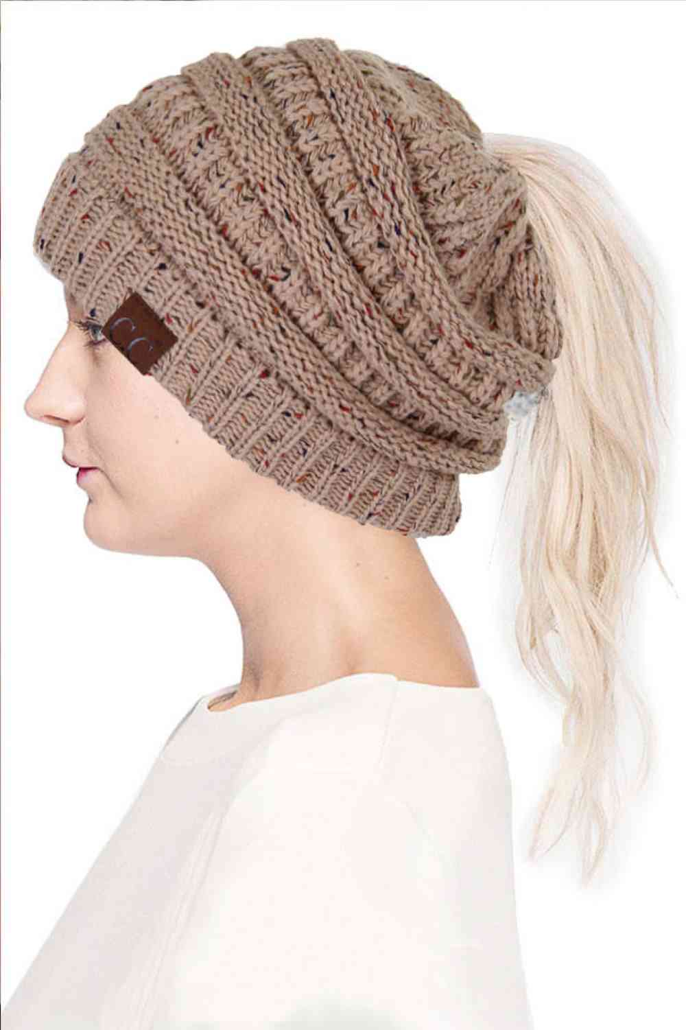C.C Confetti Ponytail Messy Bun Beanie